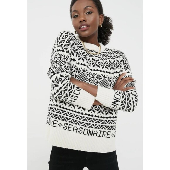 Tuckernuck NEW Charcoal and Cream Fair Isle Sandwick Pullover Sweater Size S - Picture 2 of 9